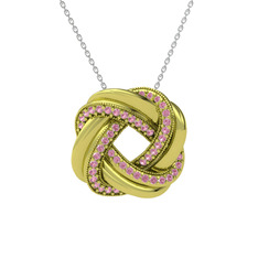 Arvia Kolye - Pembe kuvars 8 ayar altın kolye (40 cm beyaz altın rolo zincir) #bl1t4h