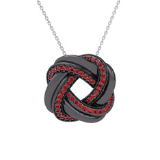 Garnet 925 ayar siyah rodyum kaplama gümüş kolye (40 cm beyaz altın rolo zincir)