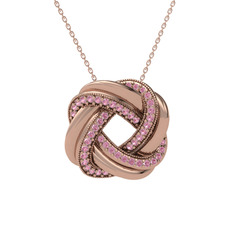 Pembe kuvars 925 ayar rose altın kaplama gümüş kolye (40 cm gümüş rolo zincir)