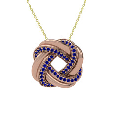 Arvia Kolye - Lab safir 18 ayar rose altın kolye (40 cm altın rolo zincir) #joh4hs