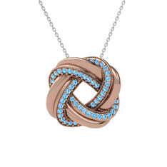 Arvia Kolye - Akuamarin 925 ayar rose altın kaplama gümüş kolye (40 cm beyaz altın rolo zincir) #mmwlmb