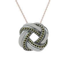 Arvia Kolye - Peridot 8 ayar beyaz altın kolye (40 cm gümüş rolo zincir) #nawrgn