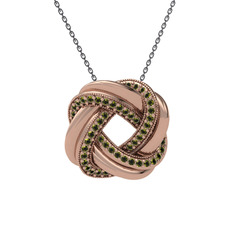 Peridot 18 ayar rose altın kolye (40 cm gümüş rolo zincir)