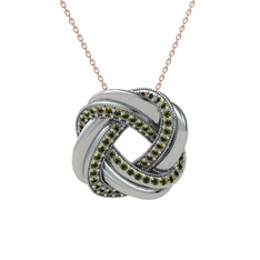Arvia Kolye - Peridot 14 ayar beyaz altın kolye (40 cm rose altın rolo zincir) #o5kpon