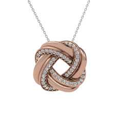 Arvia Kolye - Swarovski 18 ayar rose altın kolye (40 cm beyaz altın rolo zincir) #r805uu