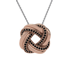Siyah zirkon 925 ayar rose altın kaplama gümüş kolye (40 cm gümüş rolo zincir)