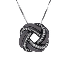 Arvia Kolye - Swarovski 925 ayar siyah rodyum kaplama gümüş kolye (40 cm gümüş rolo zincir) #si6t1p