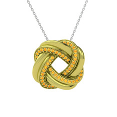 Arvia Kolye - Sitrin 14 ayar altın kolye (40 cm beyaz altın rolo zincir) #t8z77a