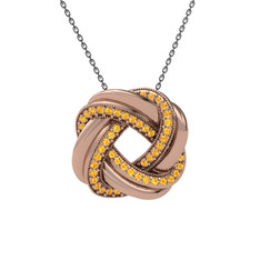 Arvia Kolye - Sitrin 18 ayar rose altın kolye (40 cm gümüş rolo zincir) #uqr9lu