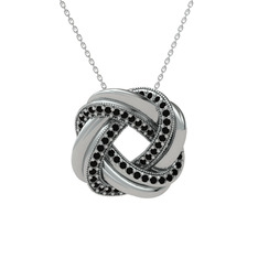 Arvia Kolye - Siyah zirkon 925 ayar gümüş kolye (40 cm beyaz altın rolo zincir) #x75zgi