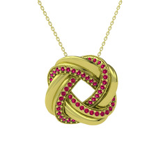 Rodolit garnet 14 ayar altın kolye (40 cm gümüş rolo zincir)