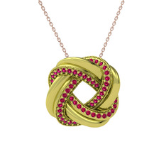 Arvia Kolye - Rodolit garnet 14 ayar altın kolye (40 cm rose altın rolo zincir) #xax8y8