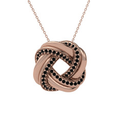 Siyah zirkon 18 ayar rose altın kolye (40 cm rose altın rolo zincir)