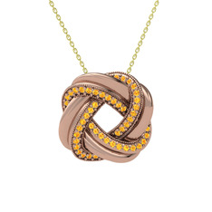 Arvia Kolye - Sitrin 14 ayar rose altın kolye (40 cm altın rolo zincir) #zcgyzr