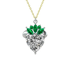 Swarovski ve yeşil kuvars 925 ayar gümüş kolye (40 cm altın rolo zincir)