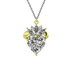 Kraliyet Kalp Kolye - Swarovski 8 ayar altın kolye (40 cm gümüş rolo zincir) #1522okp