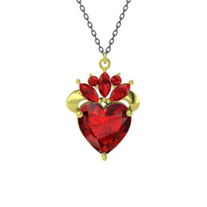 Garnet 8 ayar altın kolye (40 cm gümüş rolo zincir)