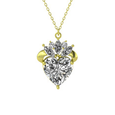 Kraliyet Kalp Kolye - Swarovski 14 ayar altın kolye (40 cm altın rolo zincir) #1774be7