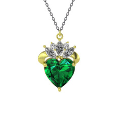 Yeşil kuvars ve swarovski 925 ayar altın kaplama gümüş kolye (40 cm gümüş rolo zincir)