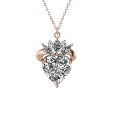 Swarovski ve beyaz zirkon 18 ayar rose altın kolye (40 cm gümüş rolo zincir)