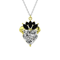 Swarovski ve siyah zirkon 925 ayar altın kaplama gümüş kolye (40 cm beyaz altın rolo zincir)
