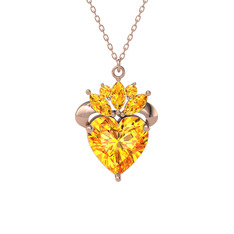 Sitrin 18 ayar rose altın kolye (40 cm rose altın rolo zincir)