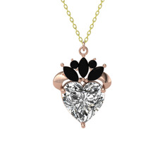 Swarovski ve siyah zirkon 14 ayar rose altın kolye (40 cm altın rolo zincir)