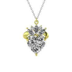 Kraliyet Kalp Kolye - Swarovski ve beyaz zirkon 925 ayar altın kaplama gümüş kolye (40 cm gümüş rolo zincir) #gaynw1