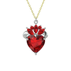 Garnet 18 ayar beyaz altın kolye (40 cm altın rolo zincir)