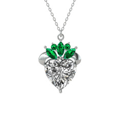 Kraliyet Kalp Kolye - Swarovski ve yeşil kuvars 925 ayar gümüş kolye (40 cm beyaz altın rolo zincir) #nvaa4q
