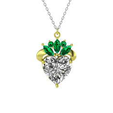 Swarovski ve yeşil kuvars 18 ayar altın kolye (40 cm beyaz altın rolo zincir)