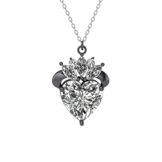 Swarovski 925 ayar siyah rodyum kaplama gümüş kolye (40 cm beyaz altın rolo zincir)