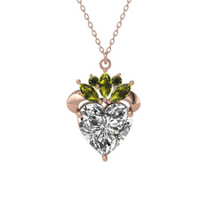 Swarovski ve peridot 18 ayar rose altın kolye (40 cm rose altın rolo zincir)