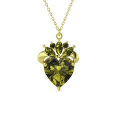 Peridot 18 ayar altın kolye (40 cm gümüş rolo zincir)