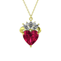 Kraliyet Kalp Kolye - Rodolit garnet ve swarovski 14 ayar altın kolye (40 cm gümüş rolo zincir) #yvtx0v