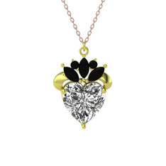 Swarovski ve siyah zirkon 925 ayar altın kaplama gümüş kolye (40 cm rose altın rolo zincir)