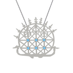 Güneş Kursu Kolye - Akuamarin 925 ayar gümüş kolye (40 cm gümüş rolo zincir) #1351ni6