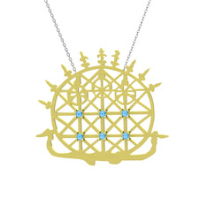 Güneş Kursu Kolye - Akuamarin 925 ayar altın kaplama gümüş kolye (40 cm beyaz altın rolo zincir) #13vqh2j