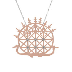 Güneş Kursu Kolye - Swarovski 8 ayar rose altın kolye (40 cm beyaz altın rolo zincir) #18ld7yf