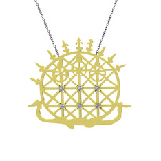 Güneş Kursu Kolye - Swarovski 14 ayar altın kolye (40 cm gümüş rolo zincir) #1l4lyf8