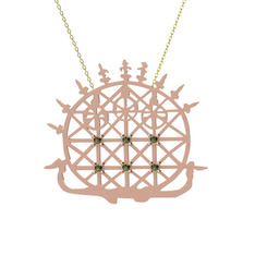 Peridot 925 ayar rose altın kaplama gümüş kolye (40 cm gümüş rolo zincir)