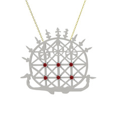 Güneş Kursu Kolye - Garnet 14 ayar beyaz altın kolye (40 cm gümüş rolo zincir) #1s0746p