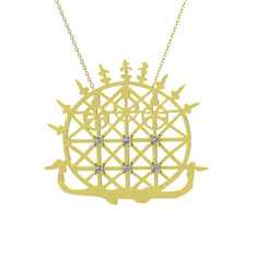 Güneş Kursu Kolye - Swarovski 18 ayar altın kolye (40 cm altın rolo zincir) #5lad55