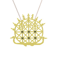 Güneş Kursu Kolye - Peridot 925 ayar altın kaplama gümüş kolye (40 cm rose altın rolo zincir) #d66thx