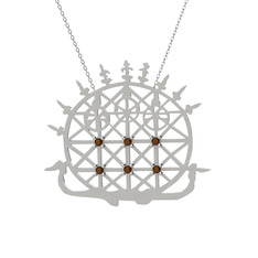 Güneş Kursu Kolye - Dumanlı kuvars 925 ayar gümüş kolye (40 cm beyaz altın rolo zincir) #dphi79