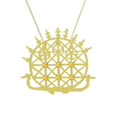 Güneş Kursu Kolye - Sitrin 925 ayar altın kaplama gümüş kolye (40 cm altın rolo zincir) #ecn7ot