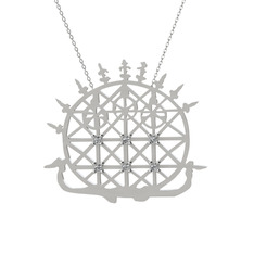 Güneş Kursu Kolye - Swarovski 925 ayar gümüş kolye (40 cm beyaz altın rolo zincir) #ecnvpe