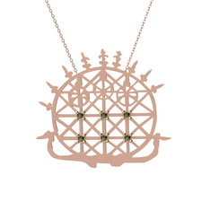 Güneş Kursu Kolye - Peridot 925 ayar rose altın kaplama gümüş kolye (40 cm rose altın rolo zincir) #frplkt