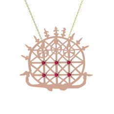 Güneş Kursu Kolye - Rodolit garnet 925 ayar rose altın kaplama gümüş kolye (40 cm gümüş rolo zincir) #hk09gj
