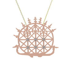 Güneş Kursu Kolye - Beyaz zirkon 925 ayar rose altın kaplama gümüş kolye (40 cm altın rolo zincir) #qiwjy6